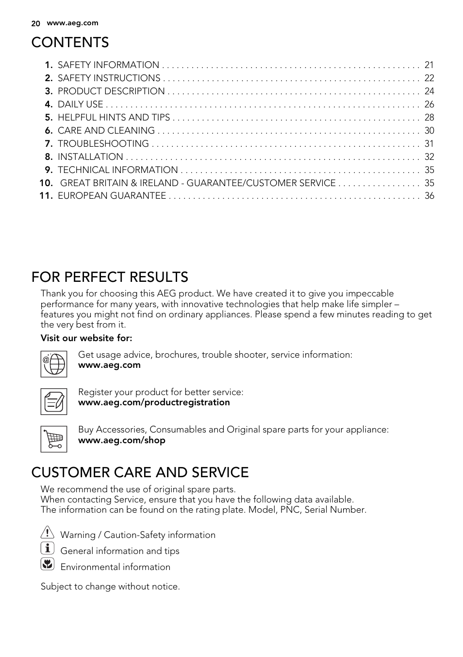 AEG HC452020EB User Manual | Page 20 / 72