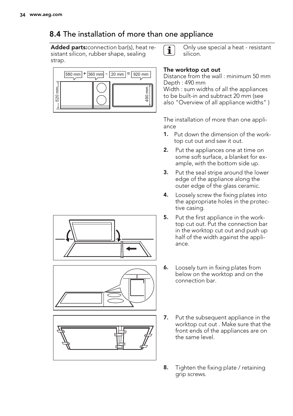 4 the installation of more than one appliance | AEG HC452020EB User Manual | Page 34 / 72