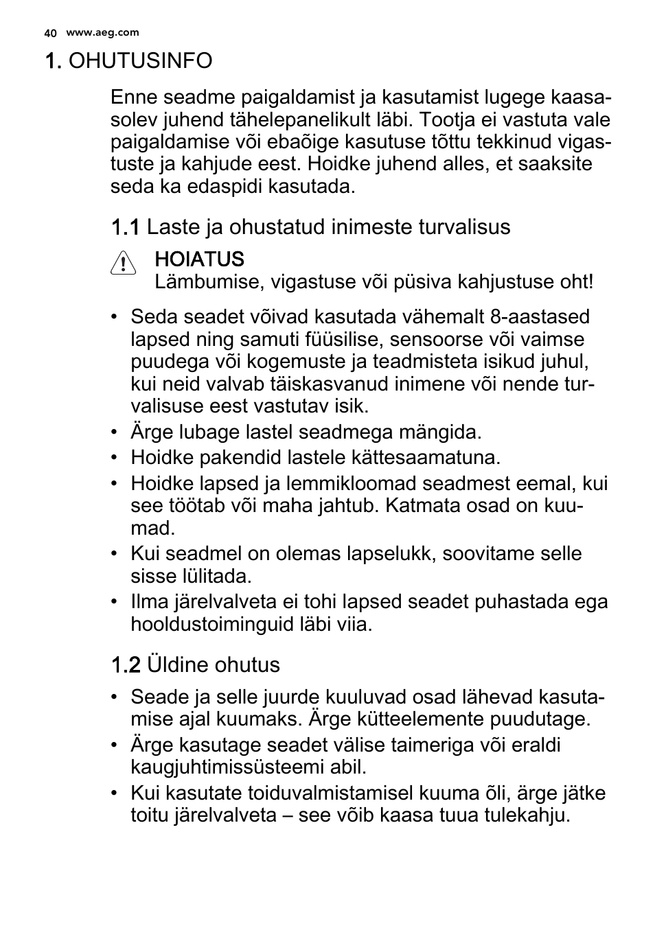 AEG HC452020EB User Manual | Page 40 / 72