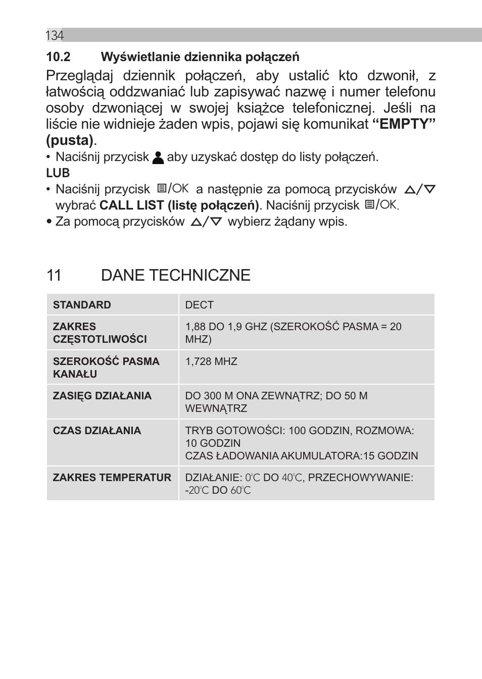 11 dane techniczne | AEG Loop User Manual | Page 134 / 199