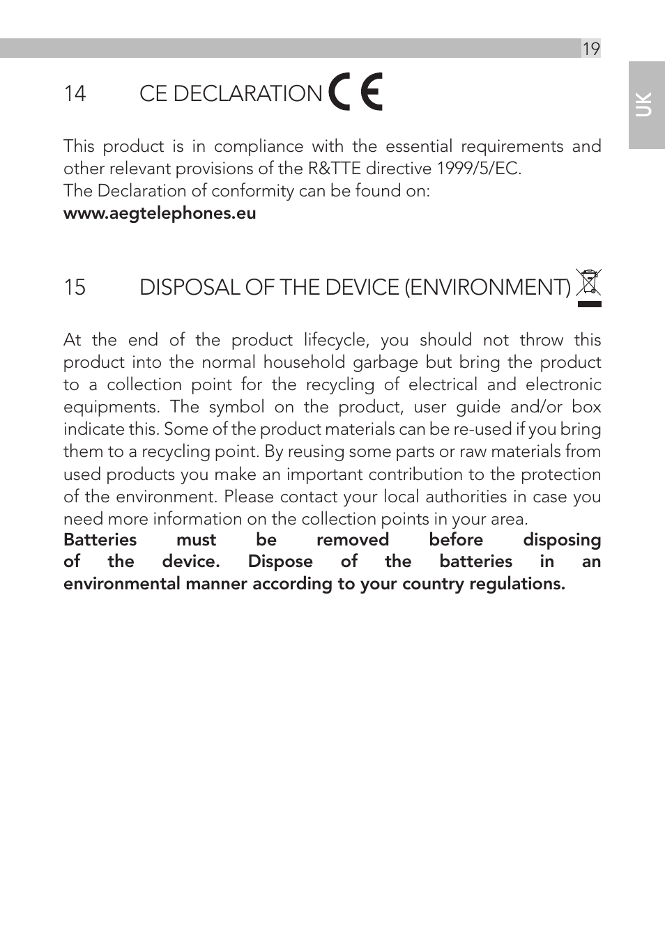 AEG Loop User Manual | Page 19 / 199