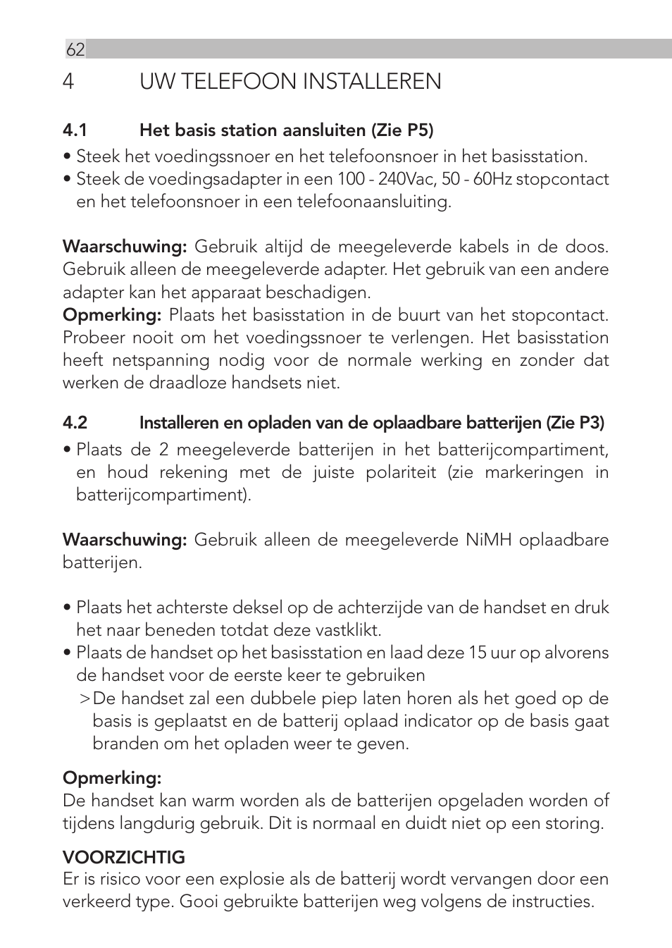 4uw telefoon installeren | AEG Loop User Manual | Page 62 / 199