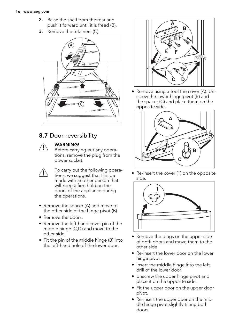 7 door reversibility | AEG S95800XTM0 User Manual | Page 16 / 20