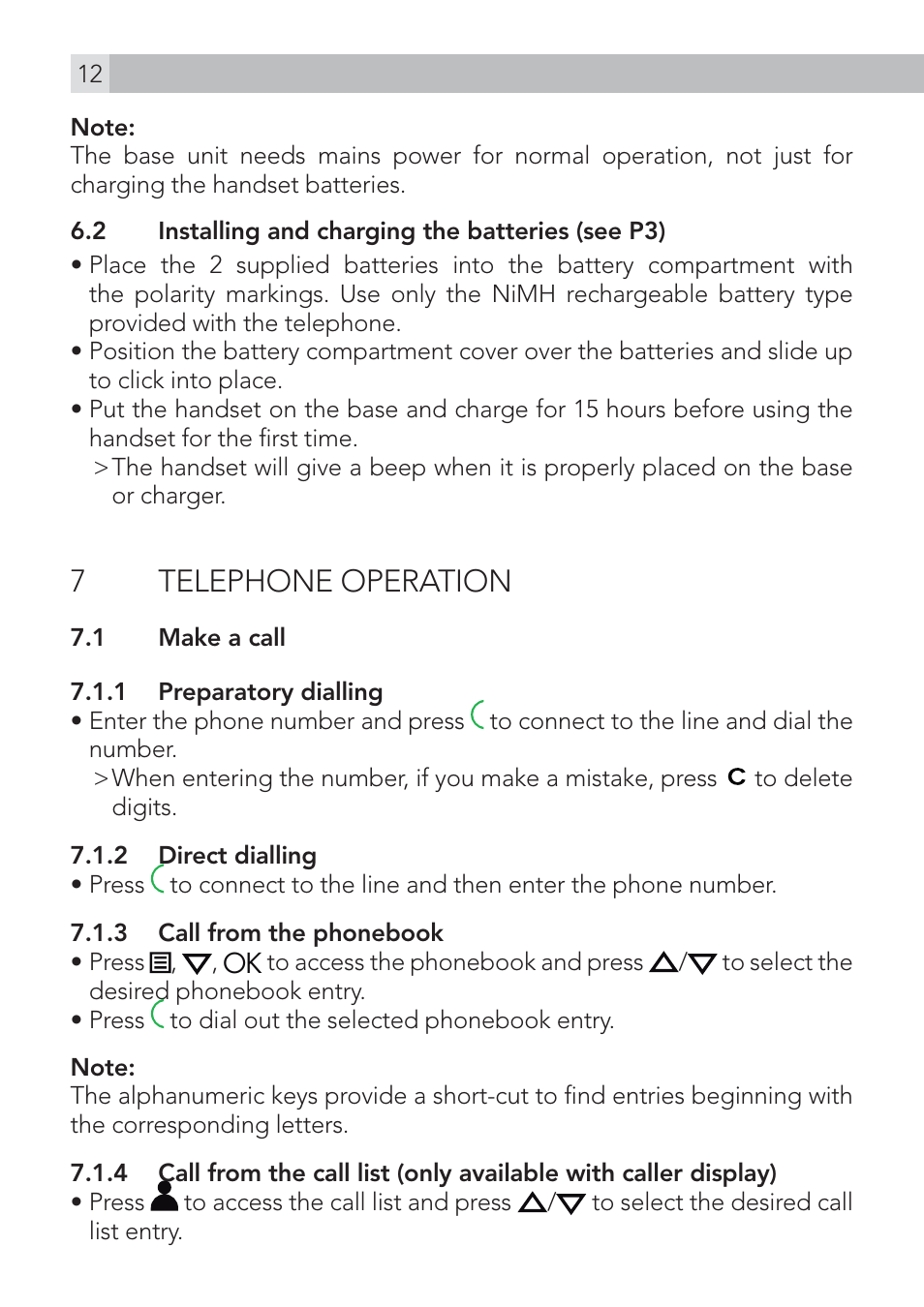 7 telephone operation | AEG Voxtel D200 User Manual | Page 12 / 44