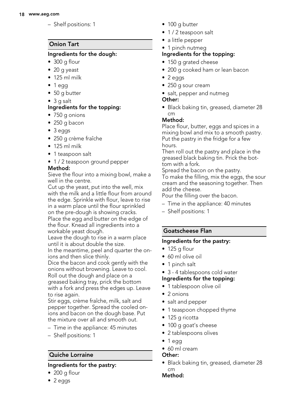AEG BE3003021W User Manual | Page 18 / 28