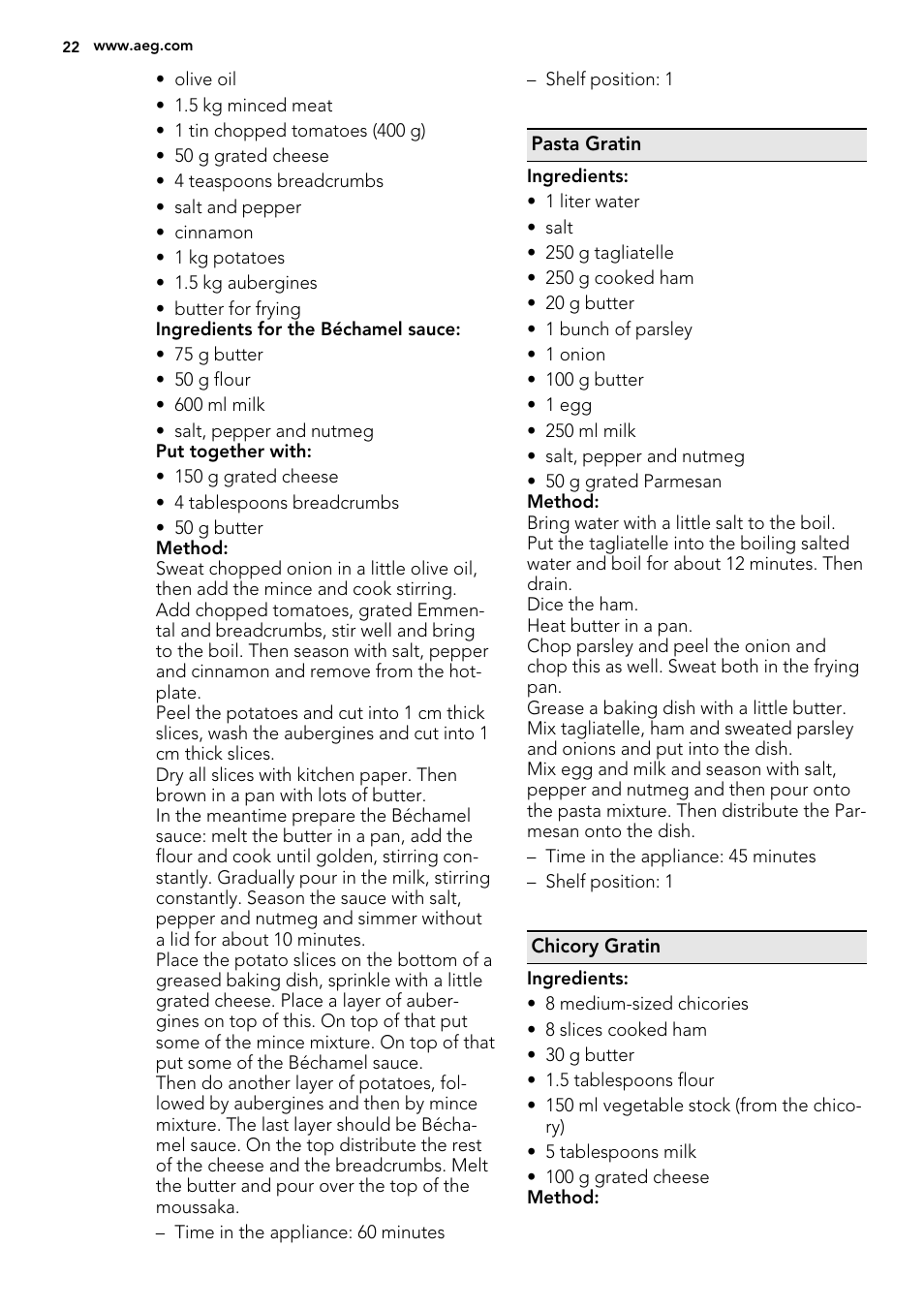 AEG BE3003021W User Manual | Page 22 / 28