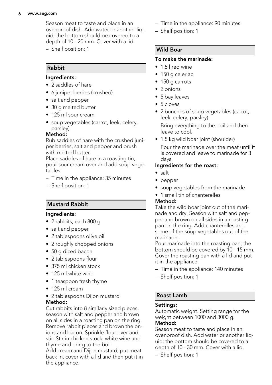 AEG BE3003021W User Manual | Page 6 / 28