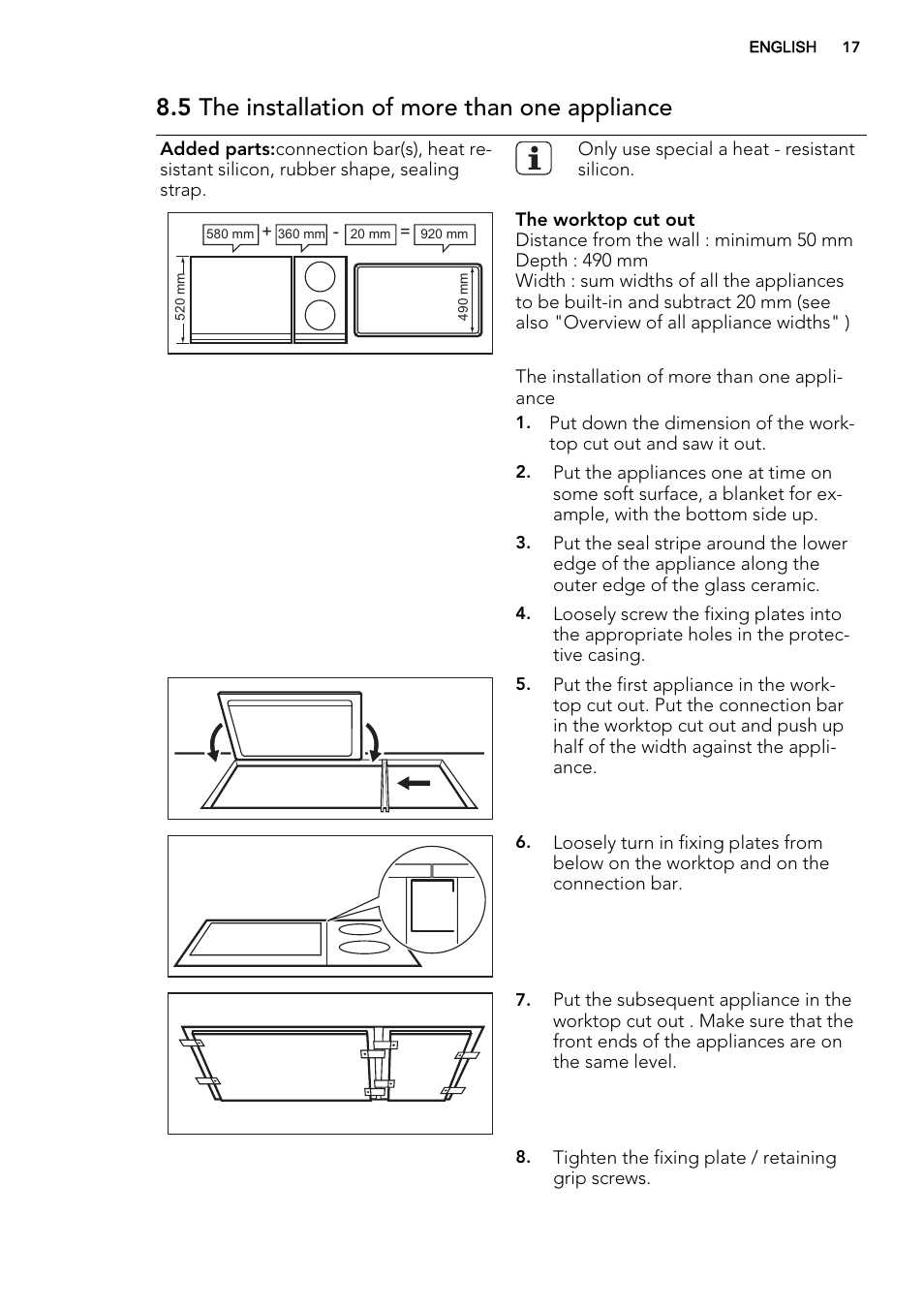 5 the installation of more than one appliance | AEG HC451500EB User Manual | Page 17 / 24