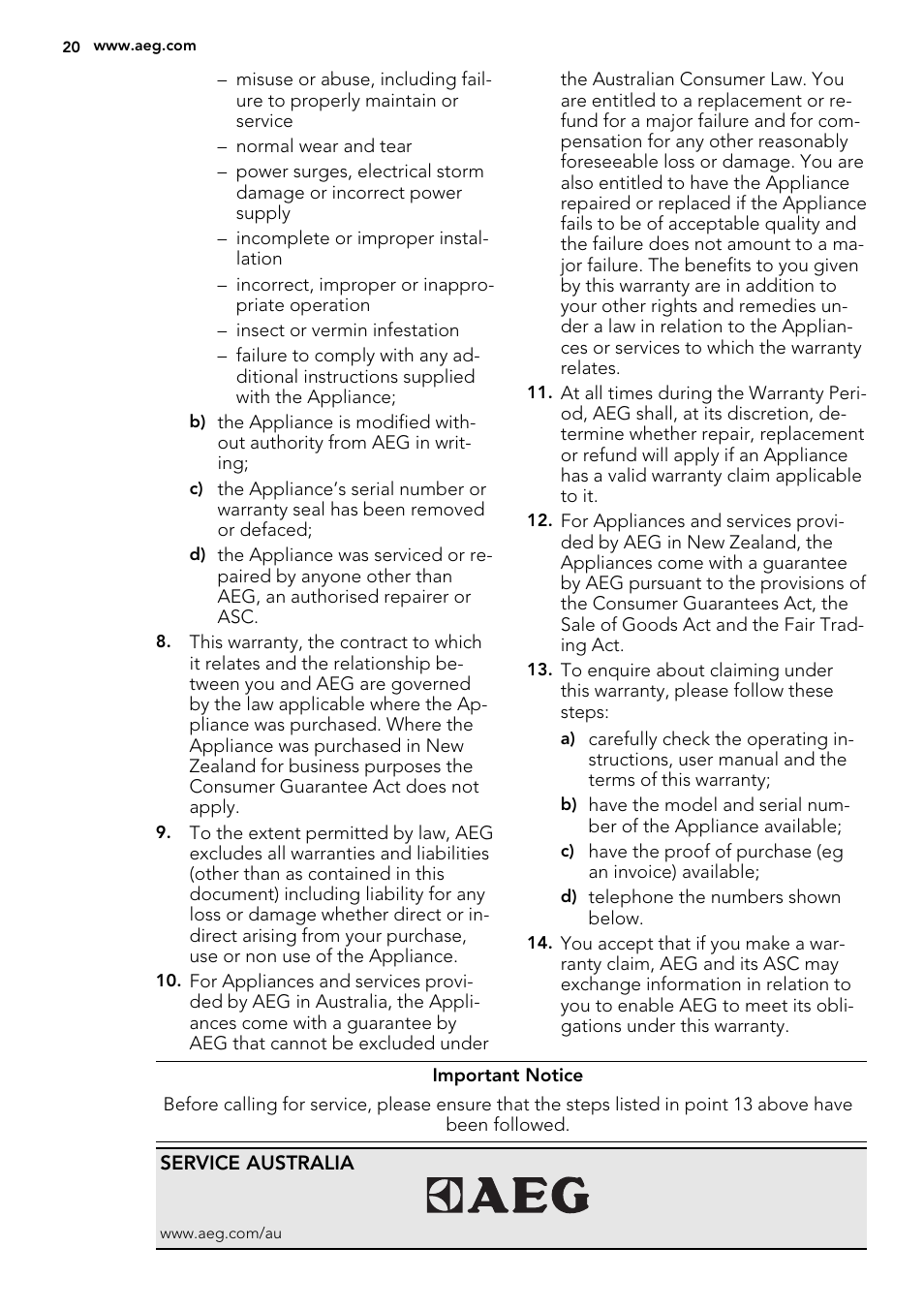 AEG HC451500EB User Manual | Page 20 / 24