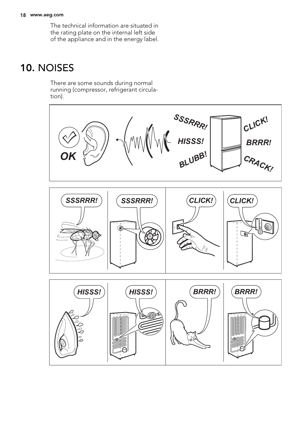 Noises | AEG A72010GNW0 User Manual | Page 18 / 20