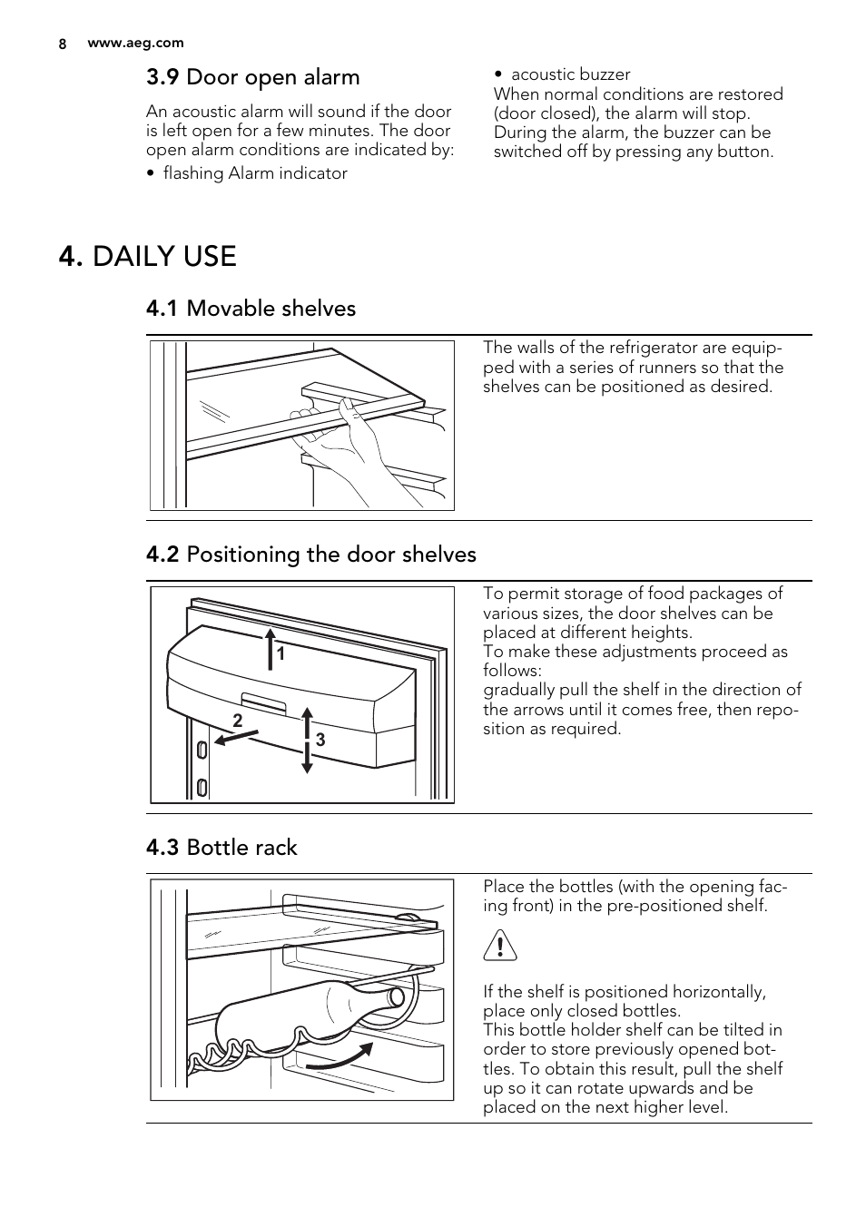 Daily use | AEG A72010GNW0 User Manual | Page 8 / 20