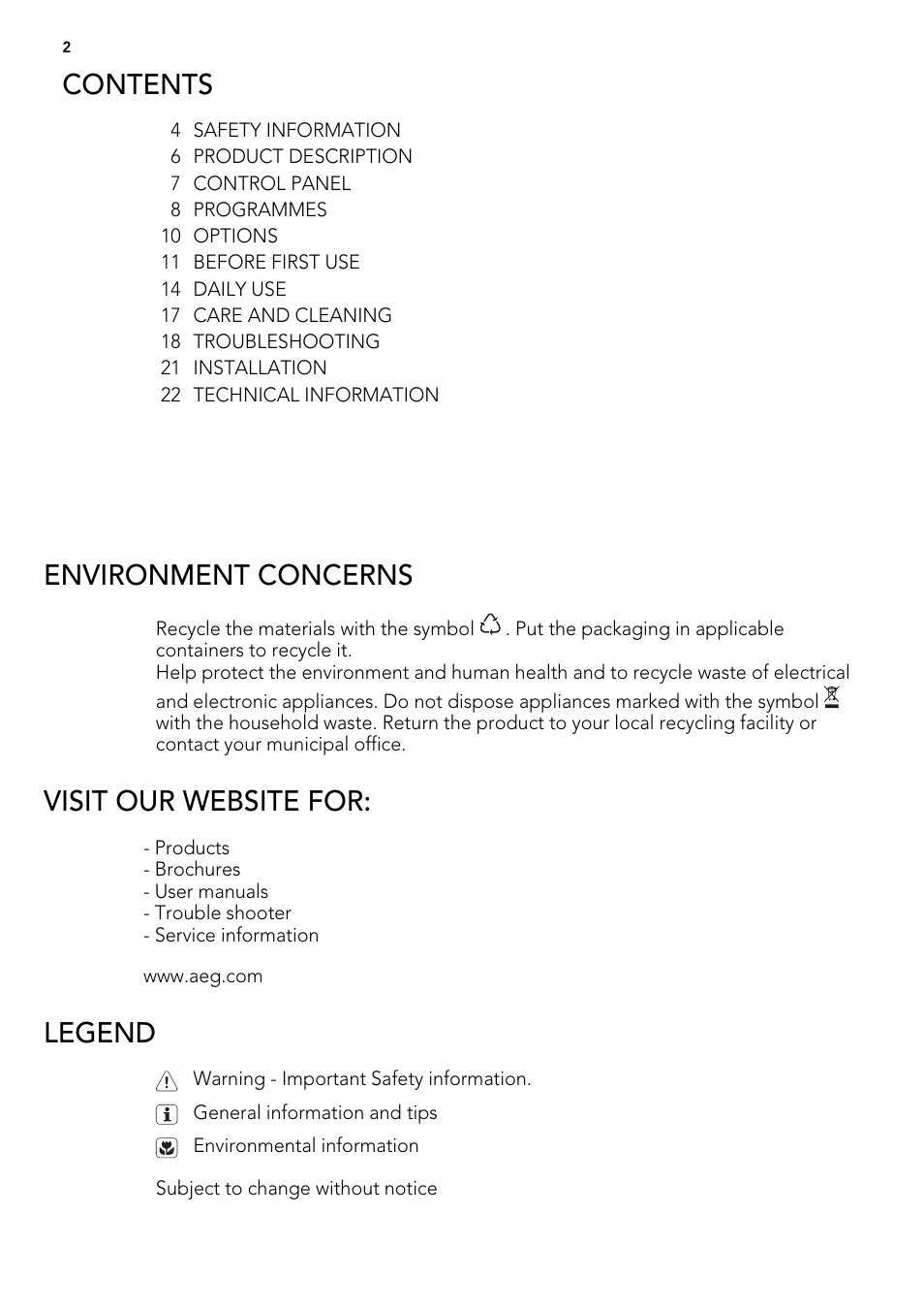 AEG F99009M0P User Manual | Page 2 / 24