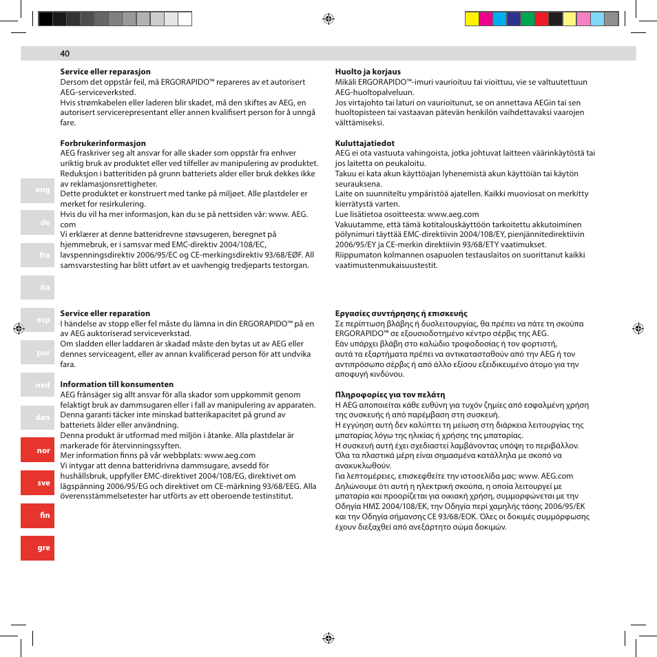 AEG AG3002 User Manual | Page 40 / 44