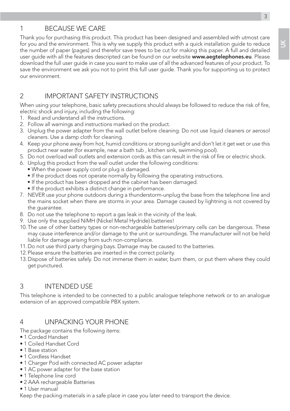 AEG Voxtel D215 combo User Manual | Page 3 / 36