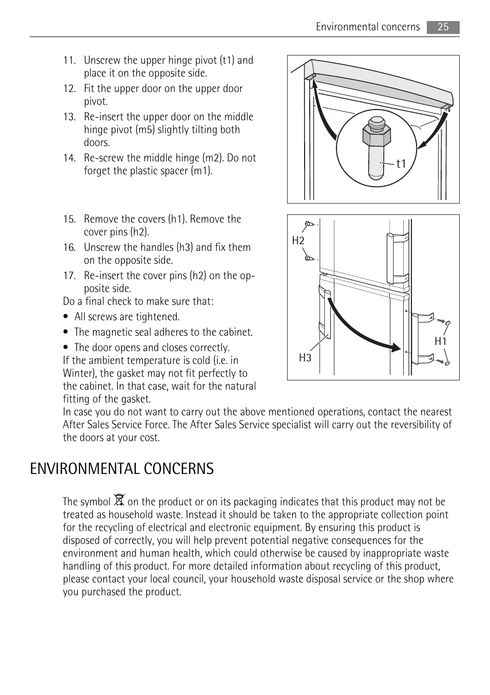 Environmental concerns | AEG S96090XVM1 User Manual | Page 25 / 28