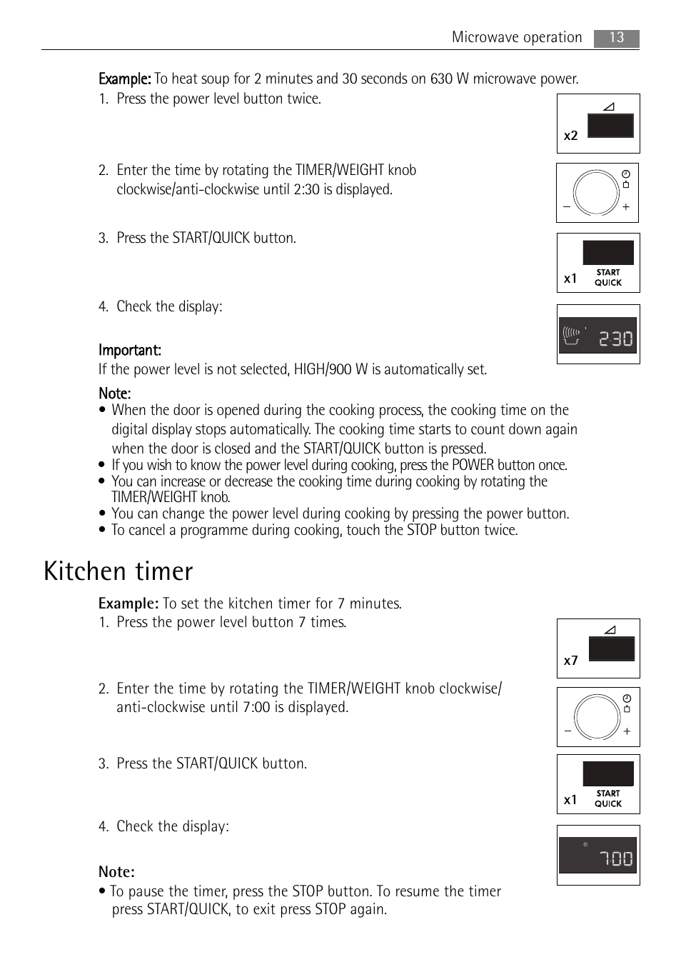 Kitchen timer, X2 x1, X7 x1 | AEG MCD1763E-M User Manual | Page 13 / 40