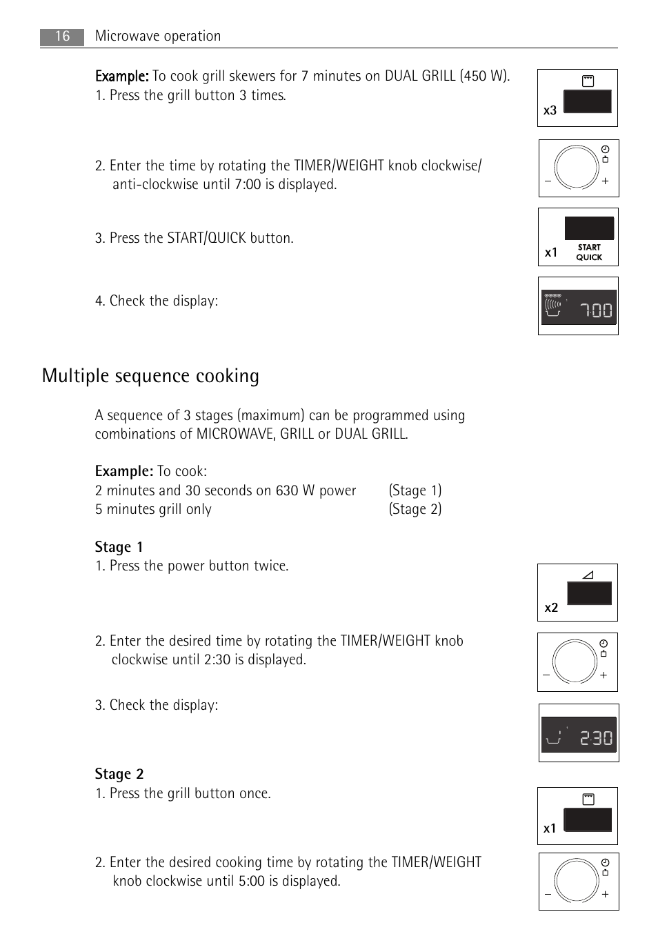 Multiple sequence cooking, X3 x1, X2 x1 | AEG MCD1763E-M User Manual | Page 16 / 40