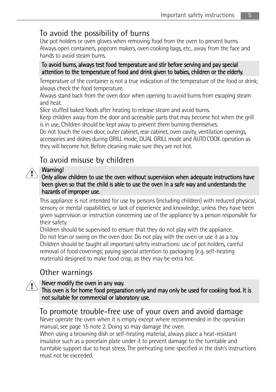 Other warnings | AEG MCD1763E-M User Manual | Page 5 / 40