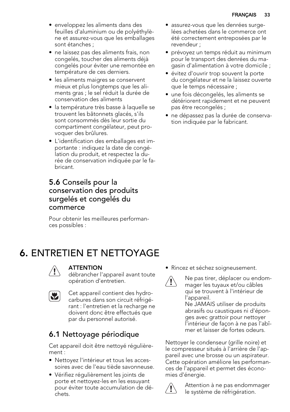 Entretien et nettoyage, 1 nettoyage périodique | AEG S83200CMW0 User Manual | Page 33 / 60