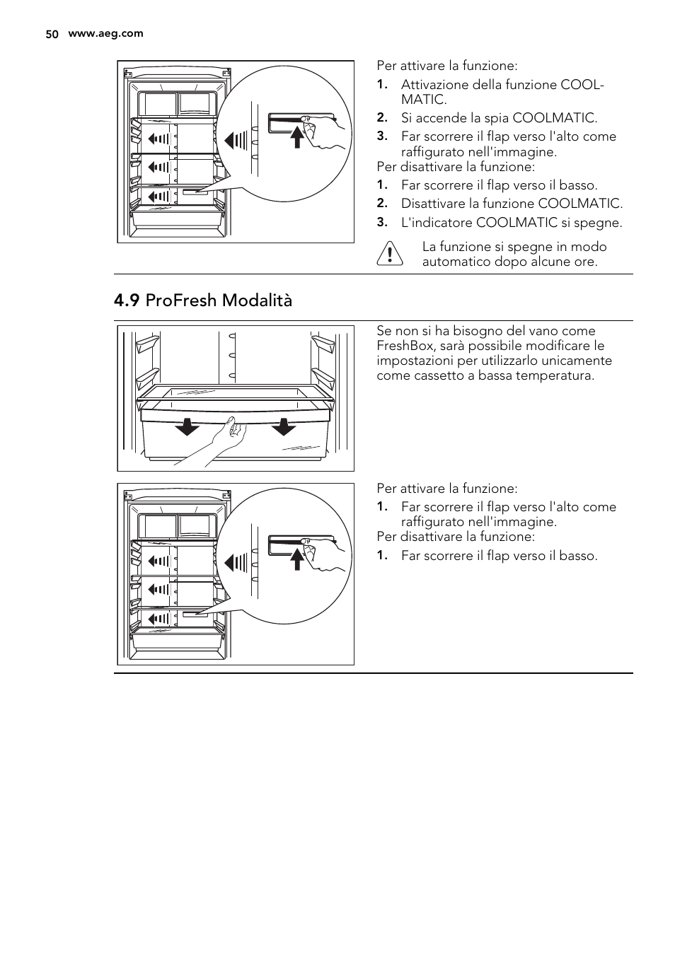 9 profresh modalità | AEG S83200CMW0 User Manual | Page 50 / 60