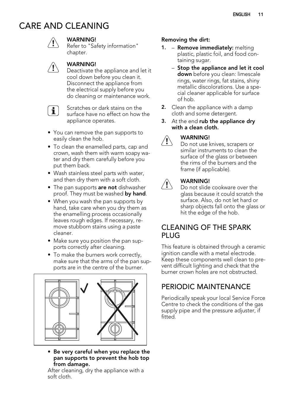 Care and cleaning, Cleaning of the spark plug, Periodic maintenance | AEG HG694340XB User Manual | Page 11 / 20