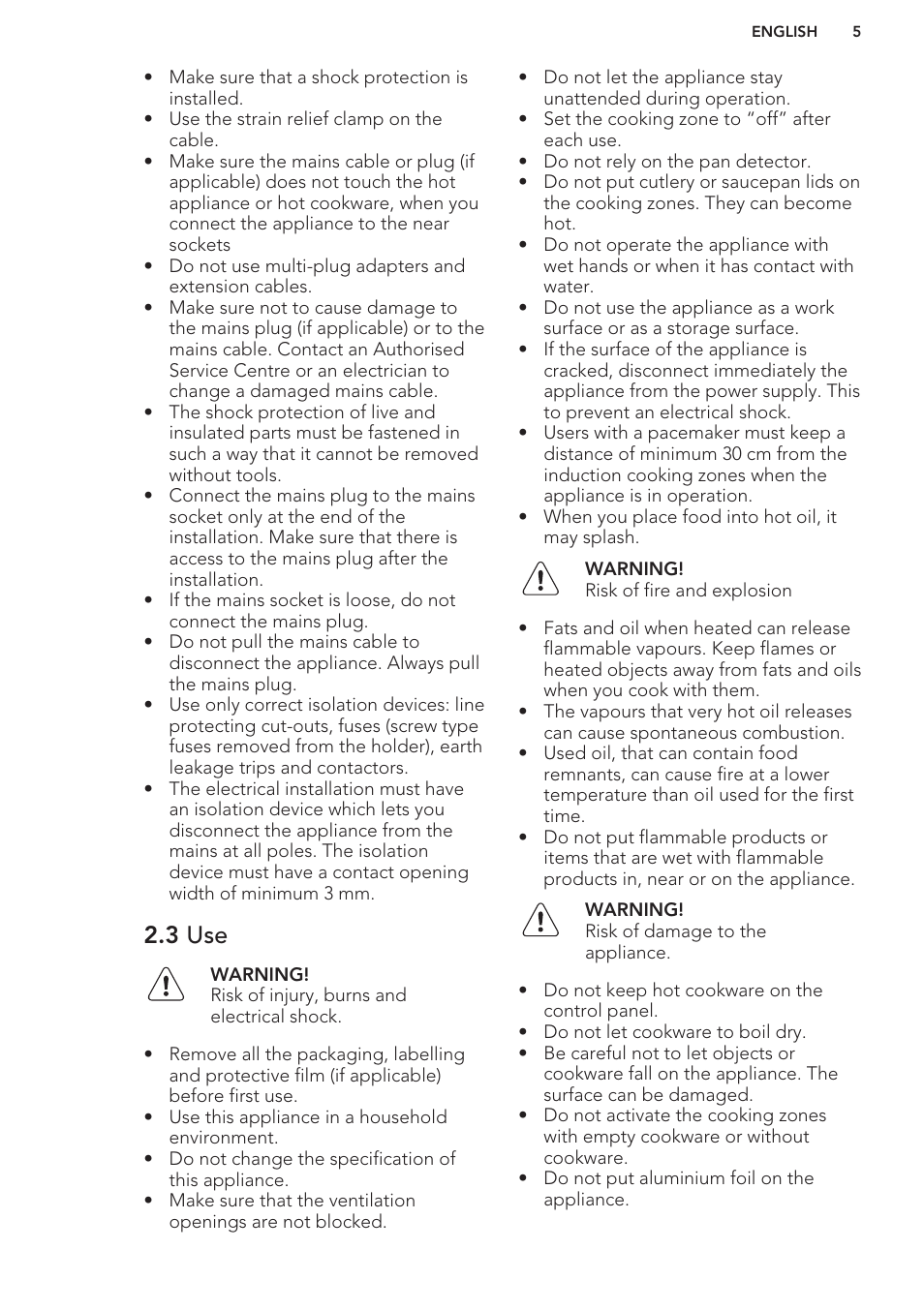 3 use | AEG HK764403XB User Manual | Page 5 / 20