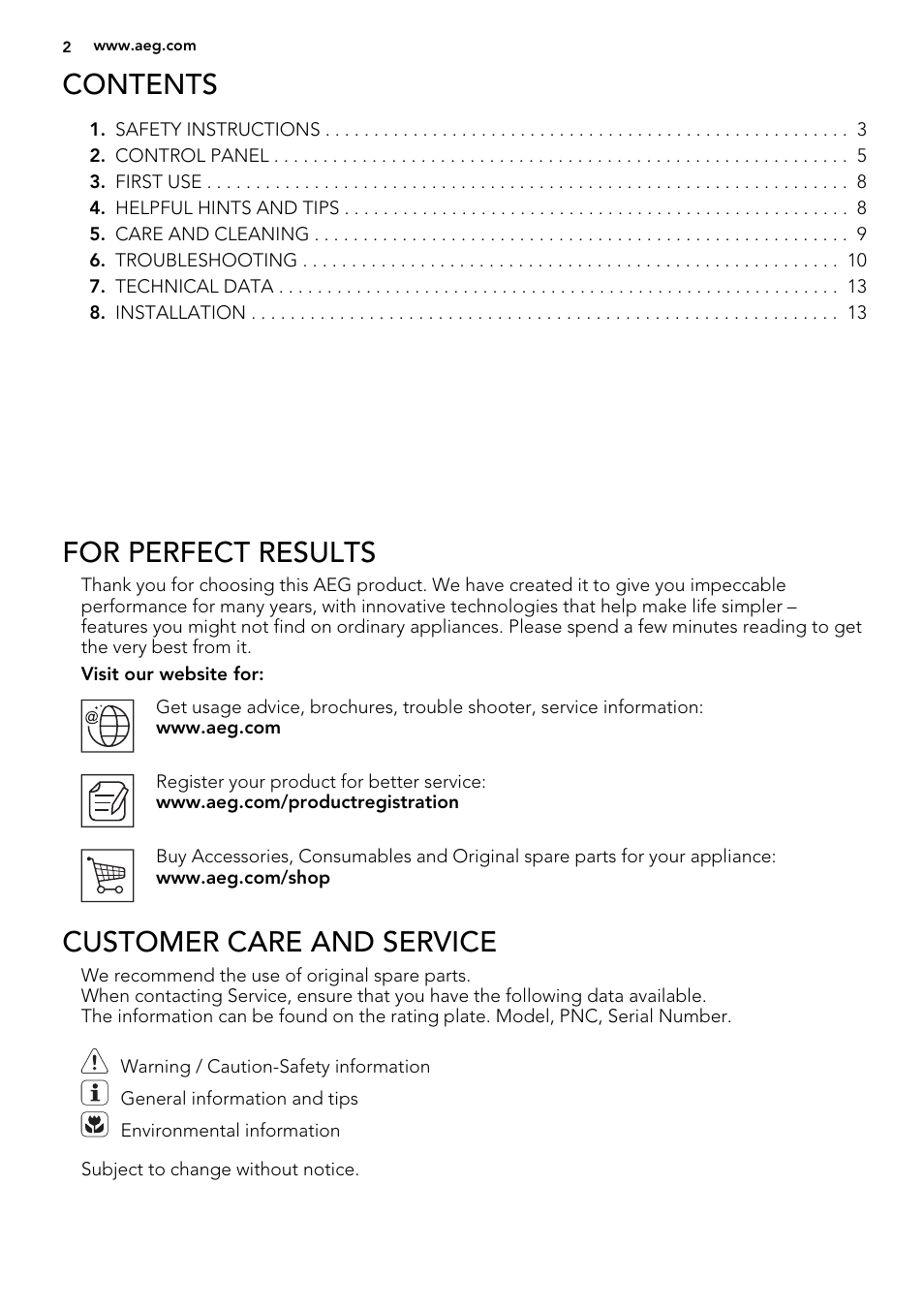 AEG S95500XNM0 User Manual | Page 2 / 16