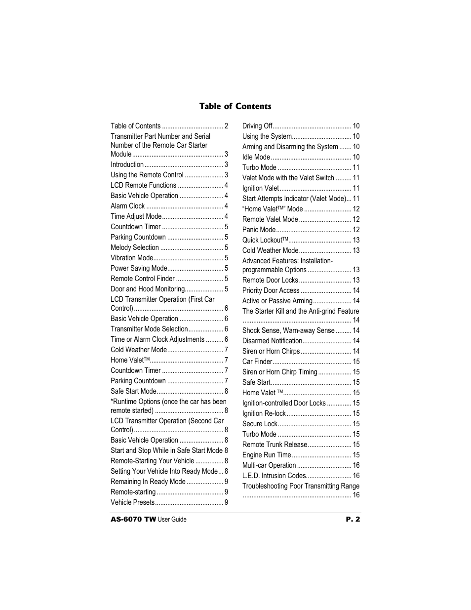 Autostart AS-6070 TW User Manual | Page 2 / 16