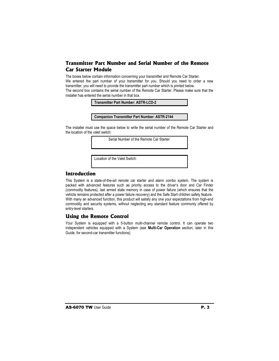 Autostart AS-6070 TW User Manual | Page 3 / 16