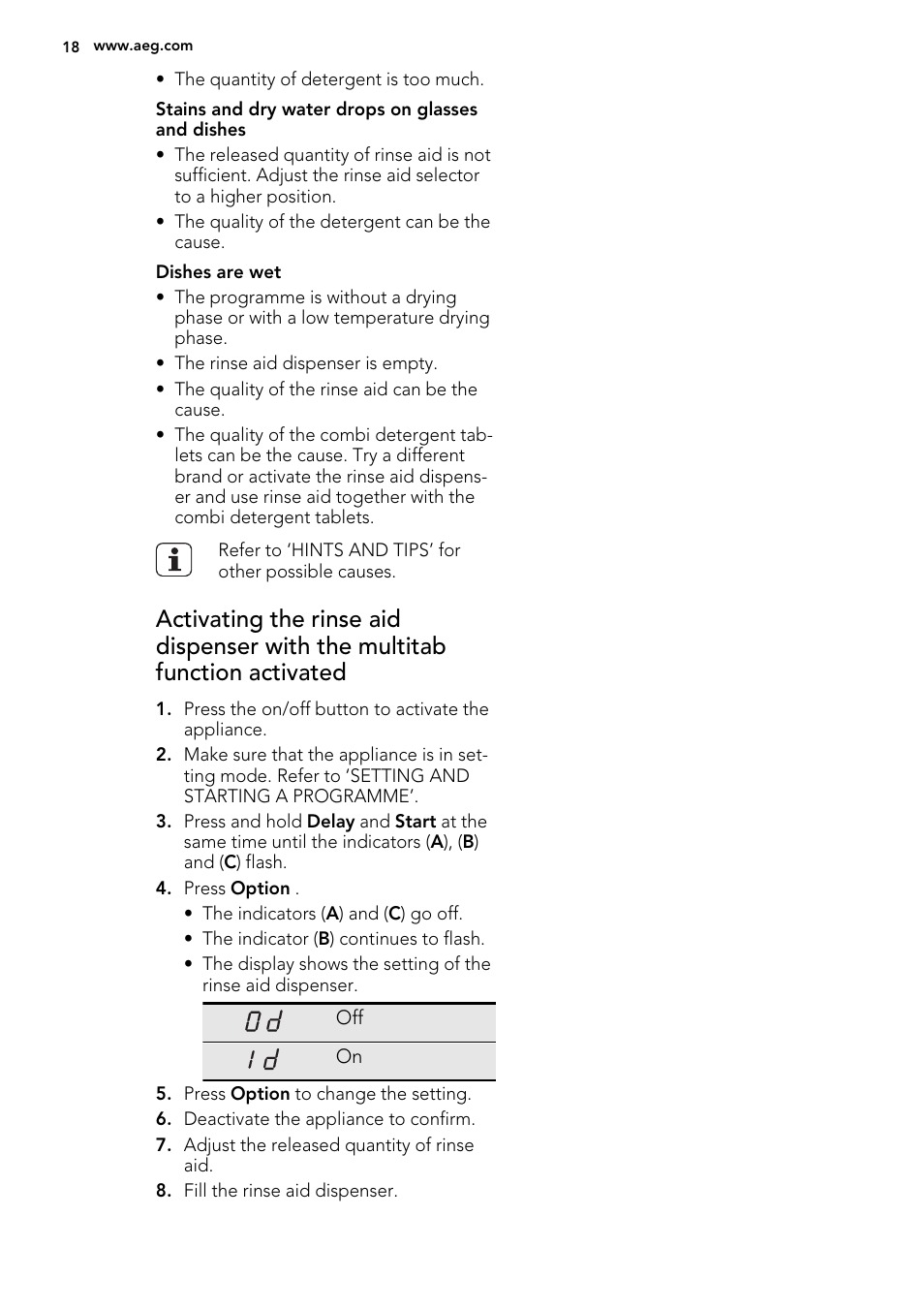 AEG F77012W0P User Manual | Page 18 / 24