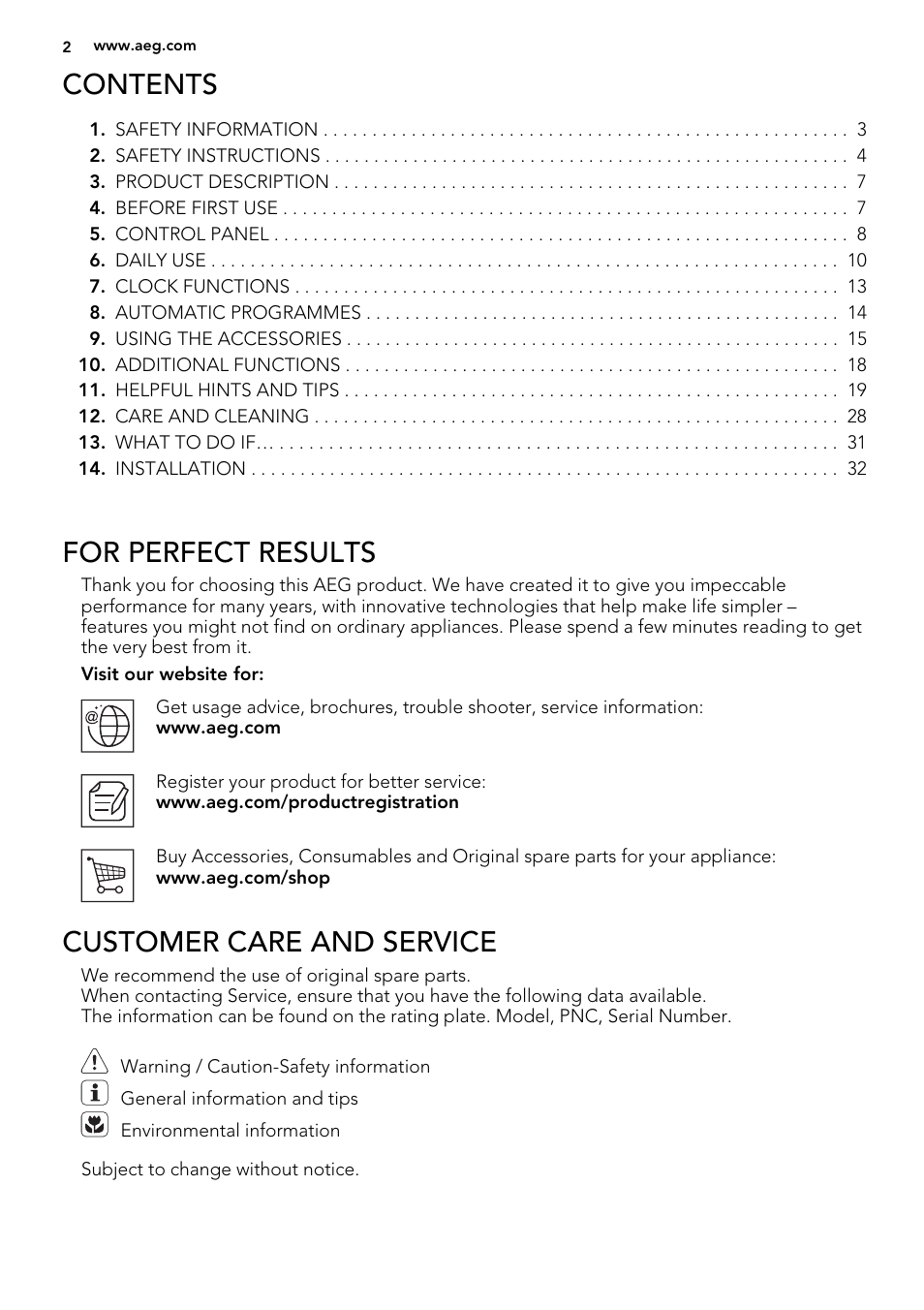 AEG BP8615001M User Manual | Page 2 / 36