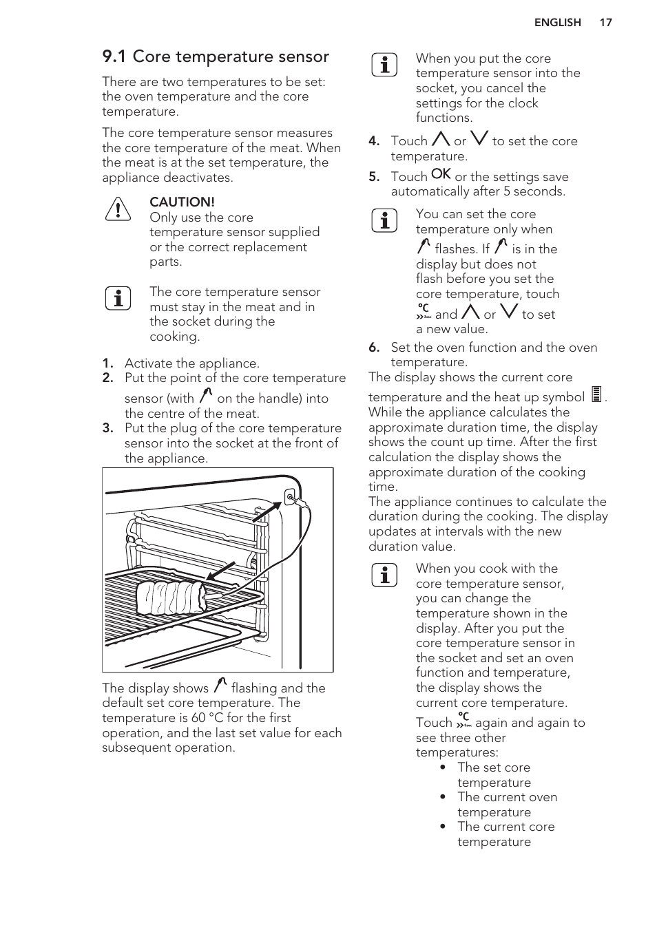 1 core temperature sensor | AEG BS7304001M User Manual | Page 17 / 48