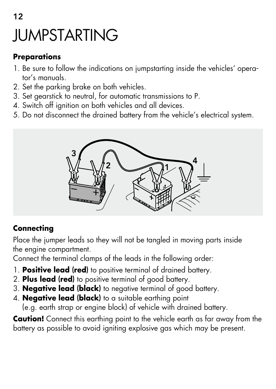 Jumpstarting | AEG S User Manual | Page 12 / 40