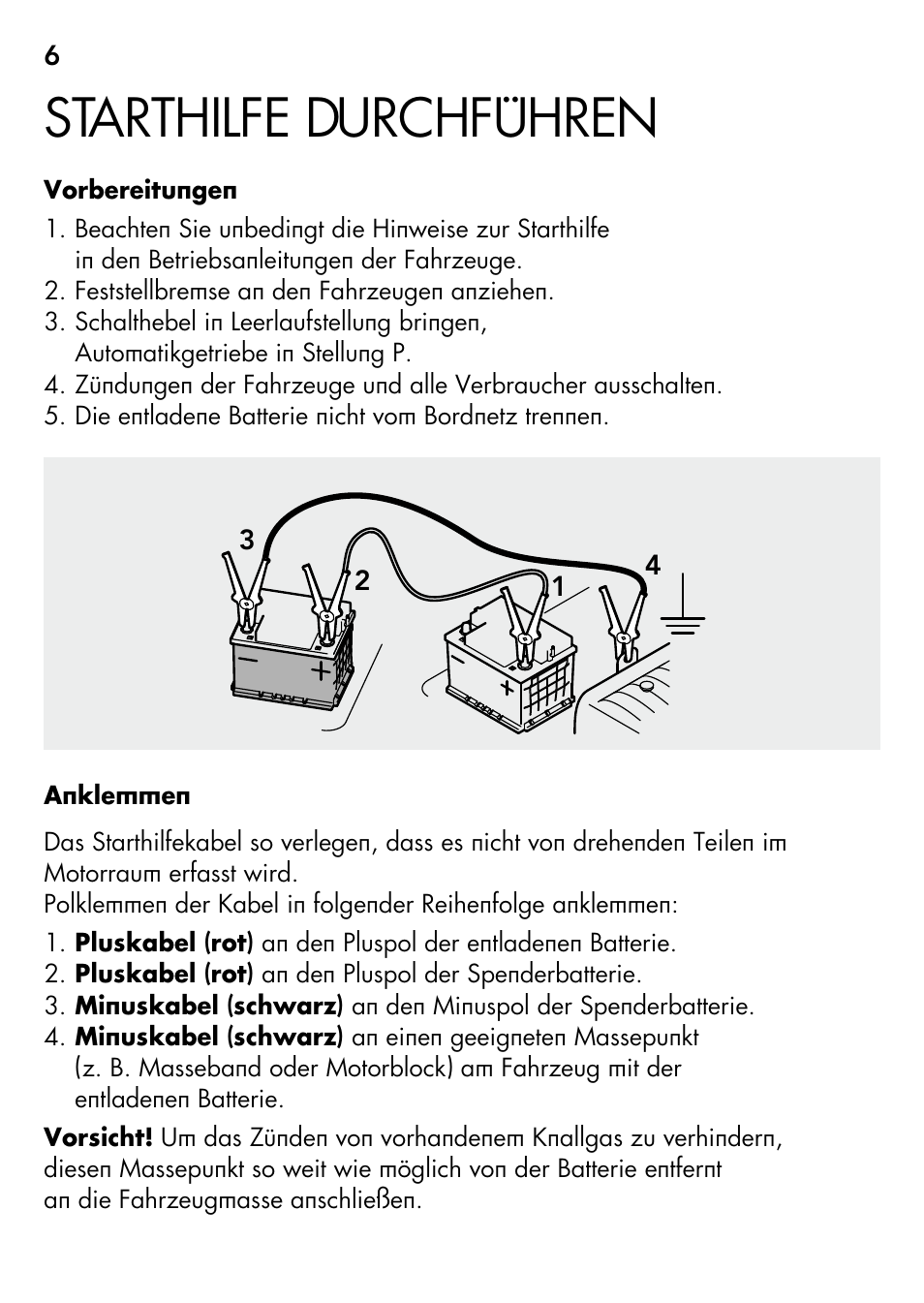 Starthilfe durchführen | AEG S User Manual | Page 6 / 40