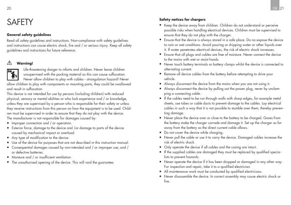 Safety | AEG Workshop charger WM 8 User Manual | Page 11 / 45