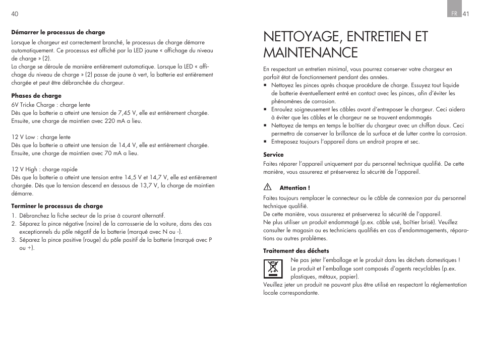 Nettoyage, entretien et maintenance | AEG Workshop charger WM 8 User Manual | Page 21 / 45