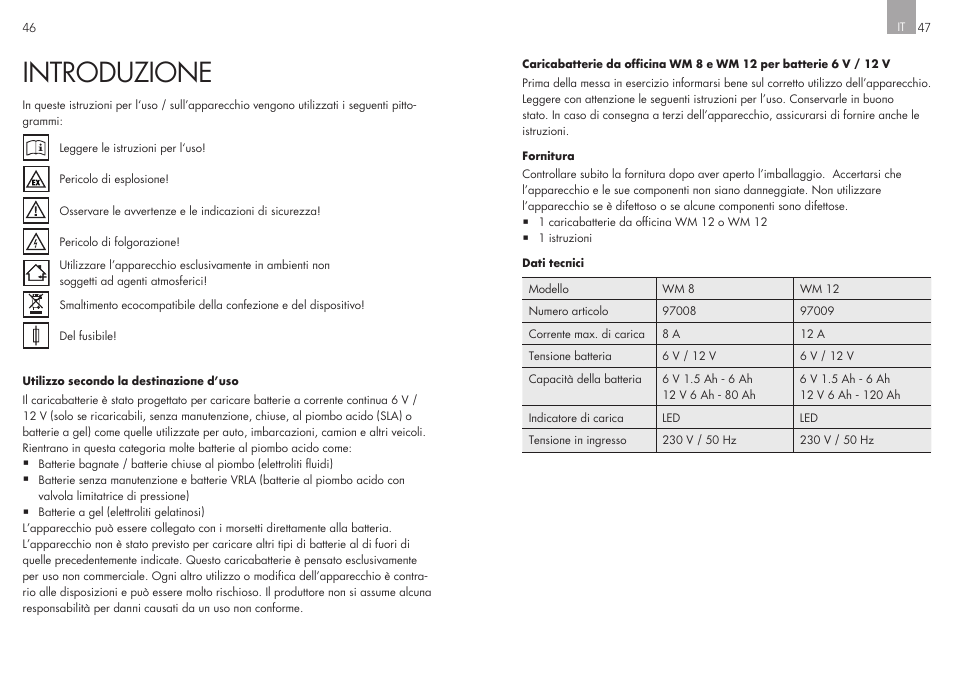 Introduzione | AEG Workshop charger WM 8 User Manual | Page 24 / 45