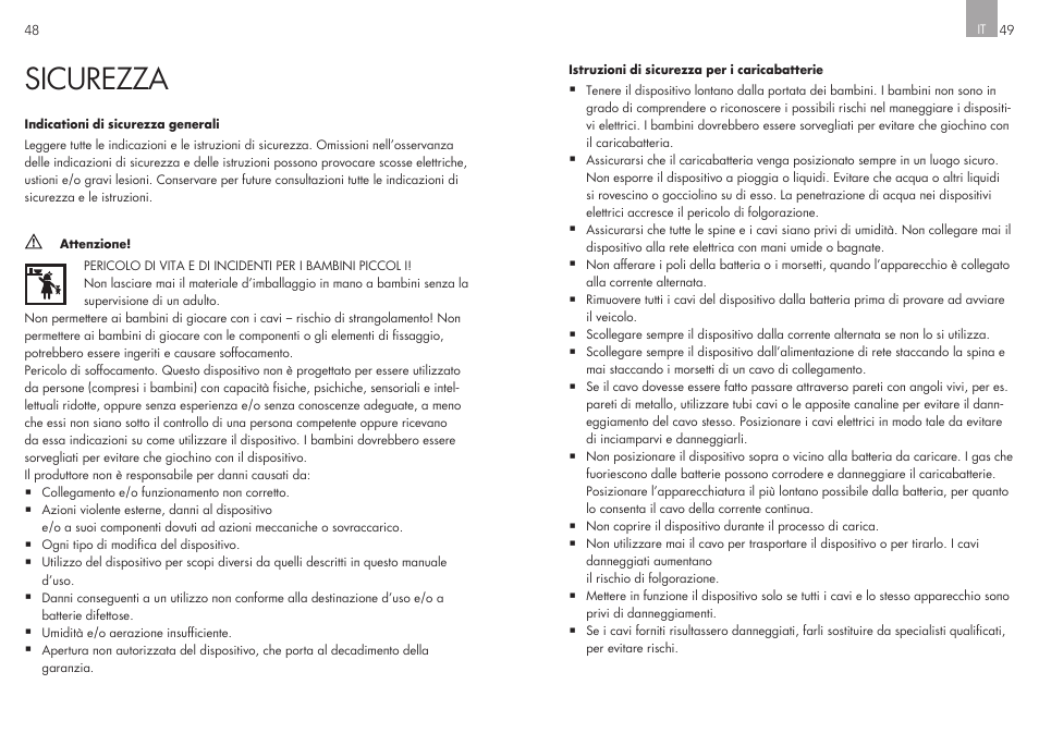 Sicurezza | AEG Workshop charger WM 8 User Manual | Page 25 / 45