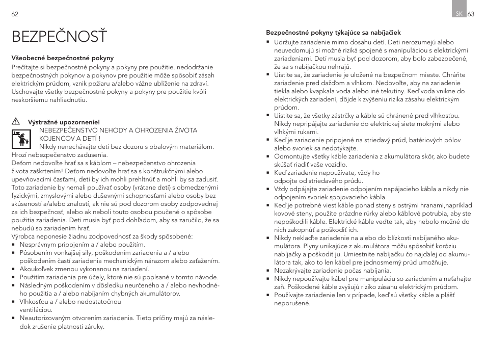 Bezpečnosť | AEG Workshop charger WM 8 User Manual | Page 32 / 45