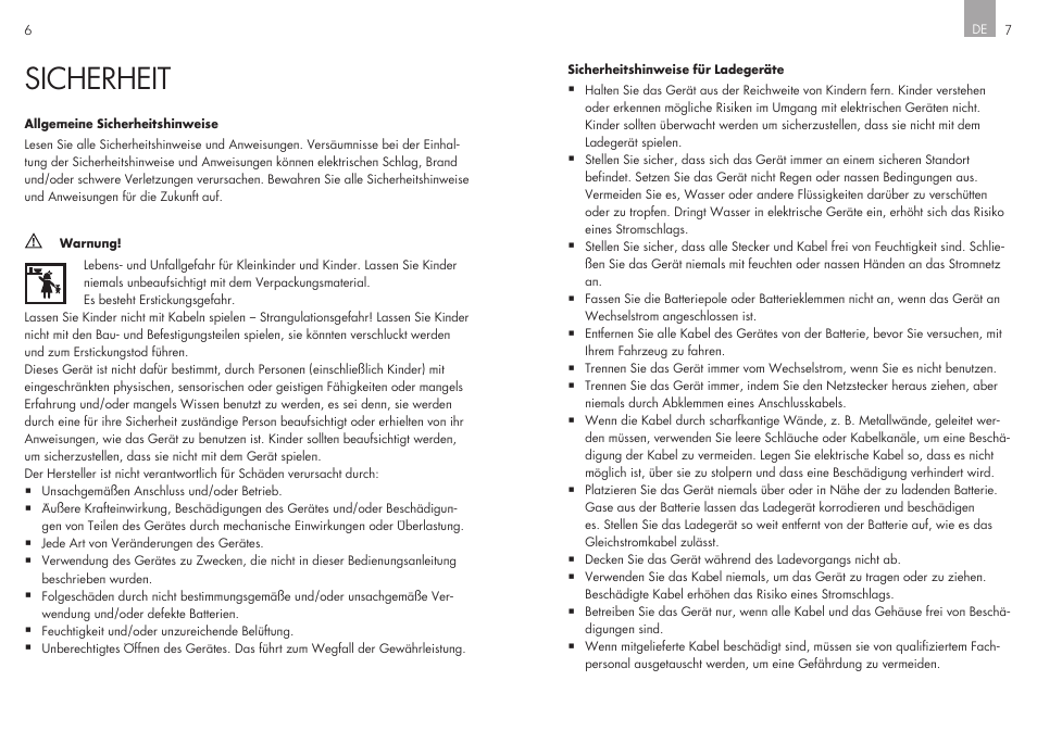 Sicherheit | AEG Workshop charger WM 8 User Manual | Page 4 / 45