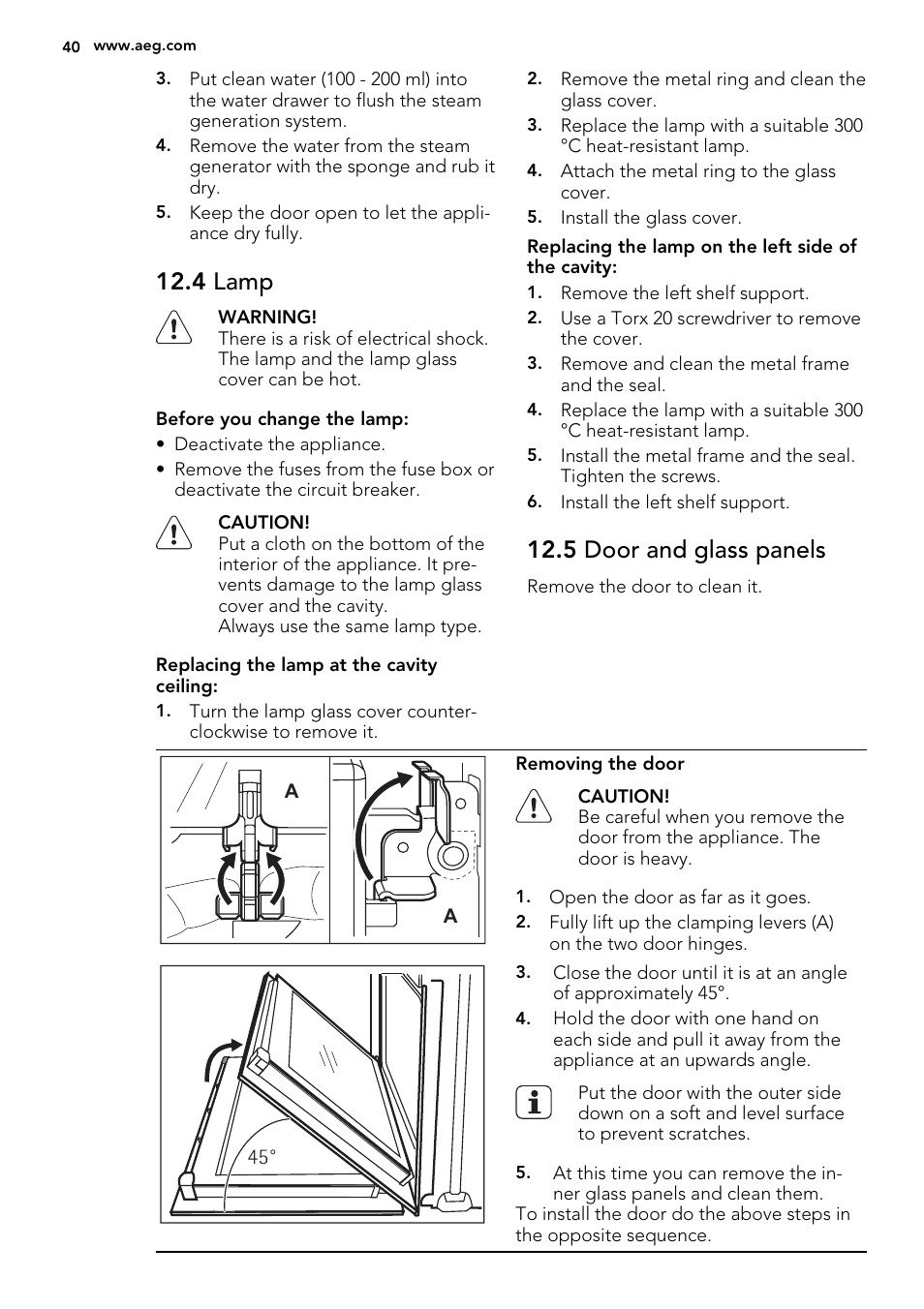 4 lamp, 5 door and glass panels | AEG KS8400501M User Manual | Page 40 / 52
