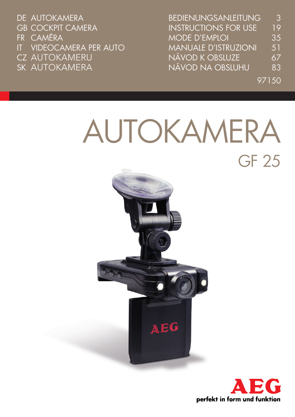 AEG Cockpit-Camera GF 25 User Manual | 100 pages