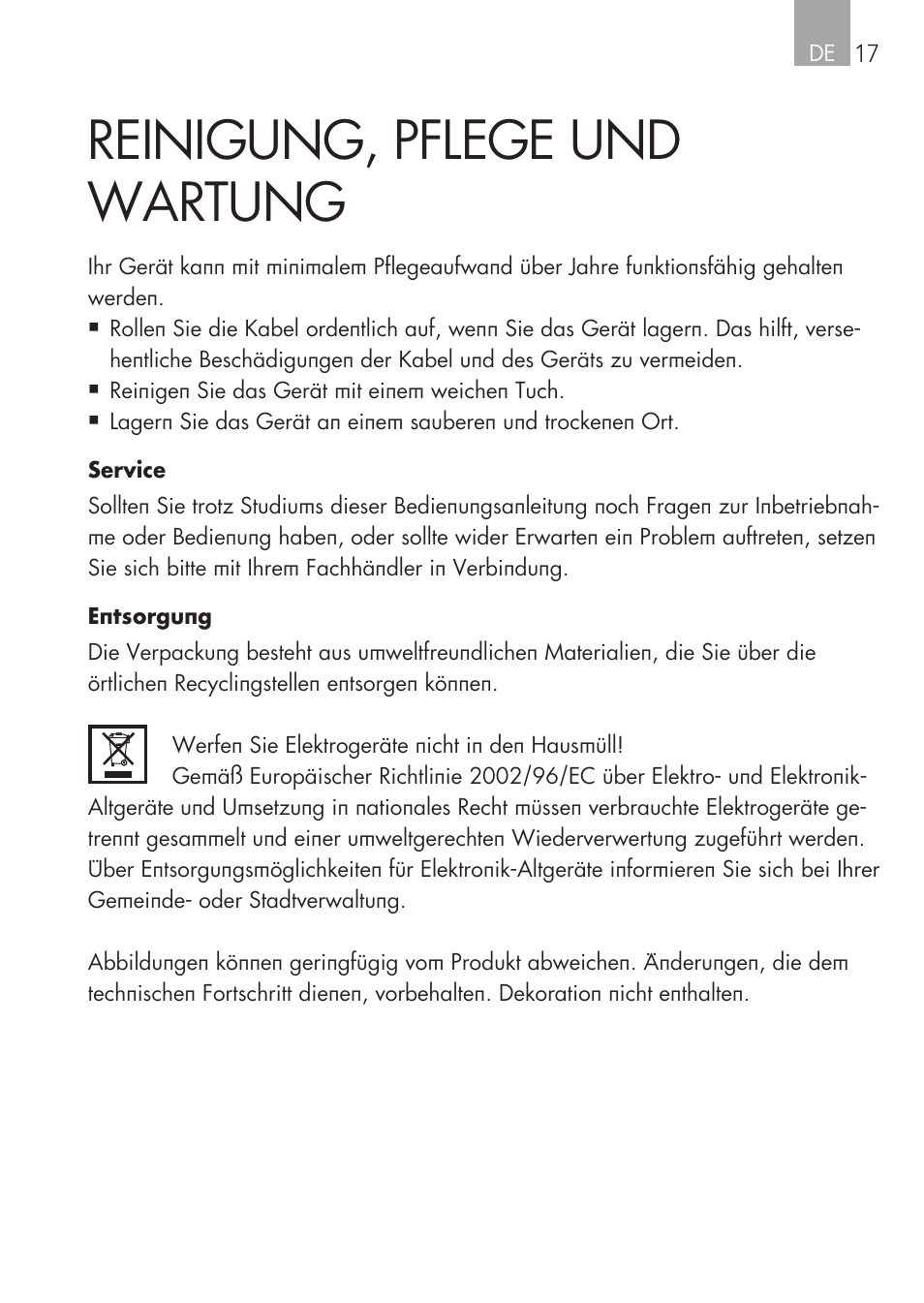Reinigung, pflege und wartung | AEG Cockpit-Camera GF 25 User Manual | Page 17 / 100