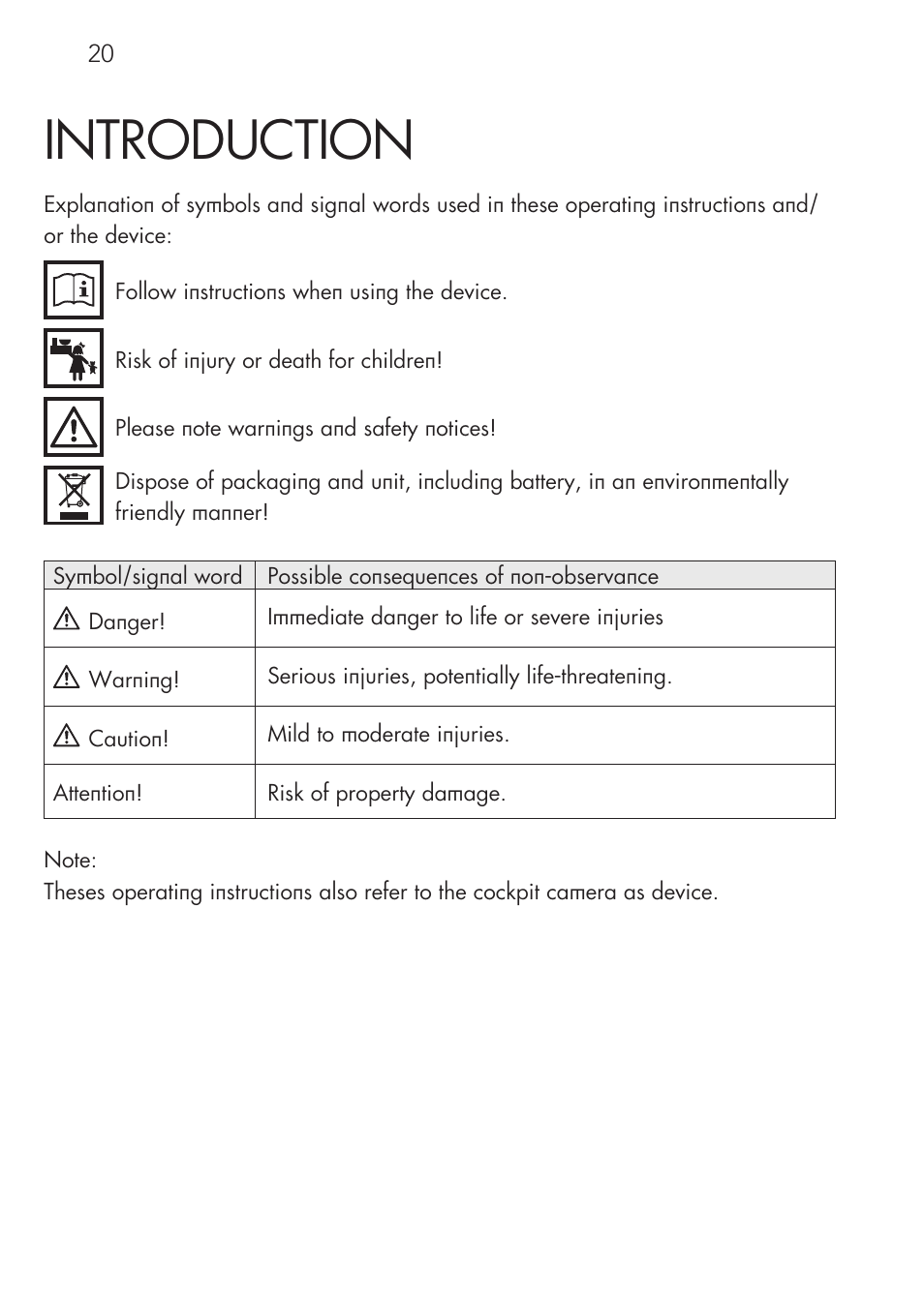 Introduction | AEG Cockpit-Camera GF 25 User Manual | Page 20 / 100