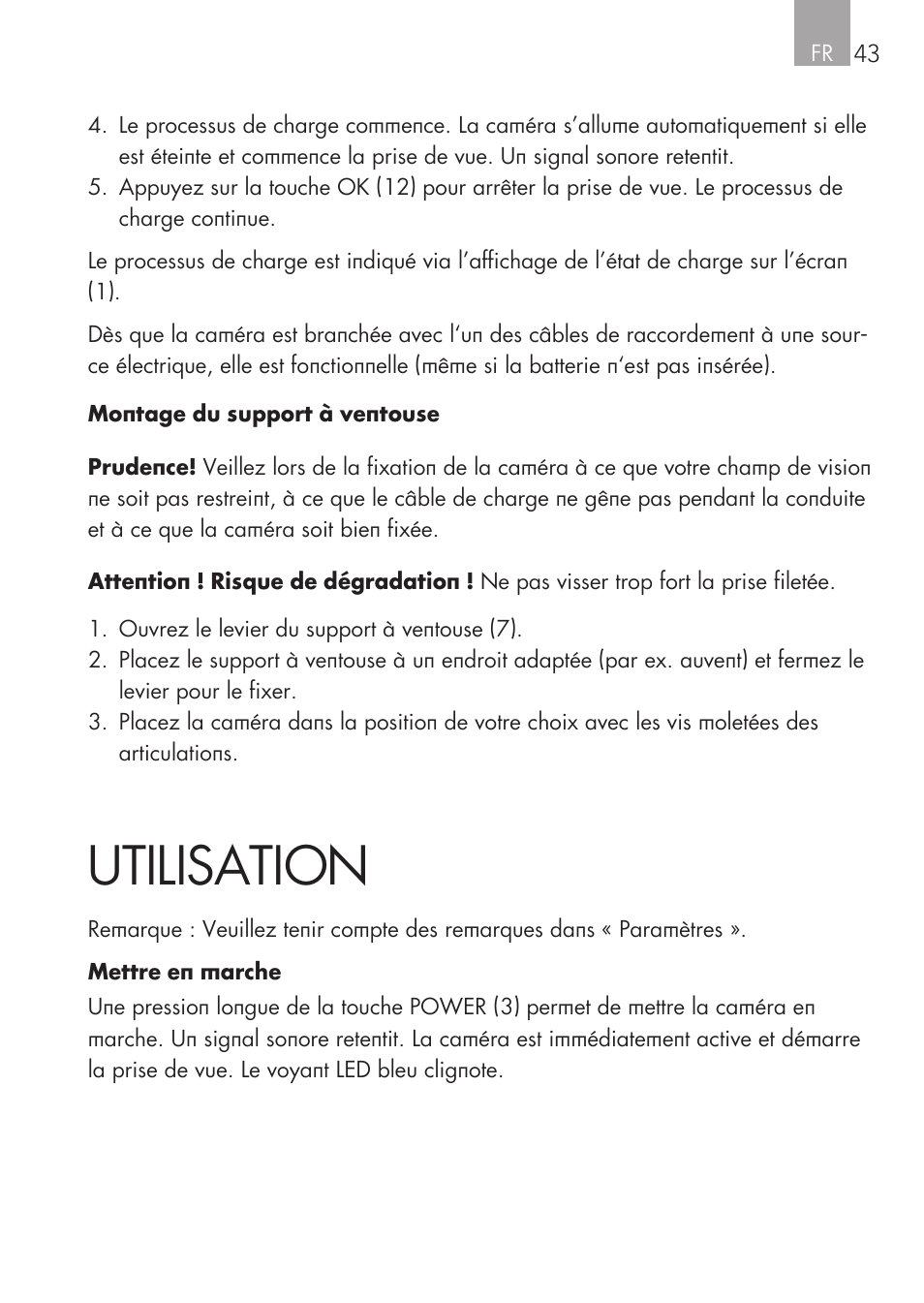 Utilisation | AEG Cockpit-Camera GF 25 User Manual | Page 43 / 100