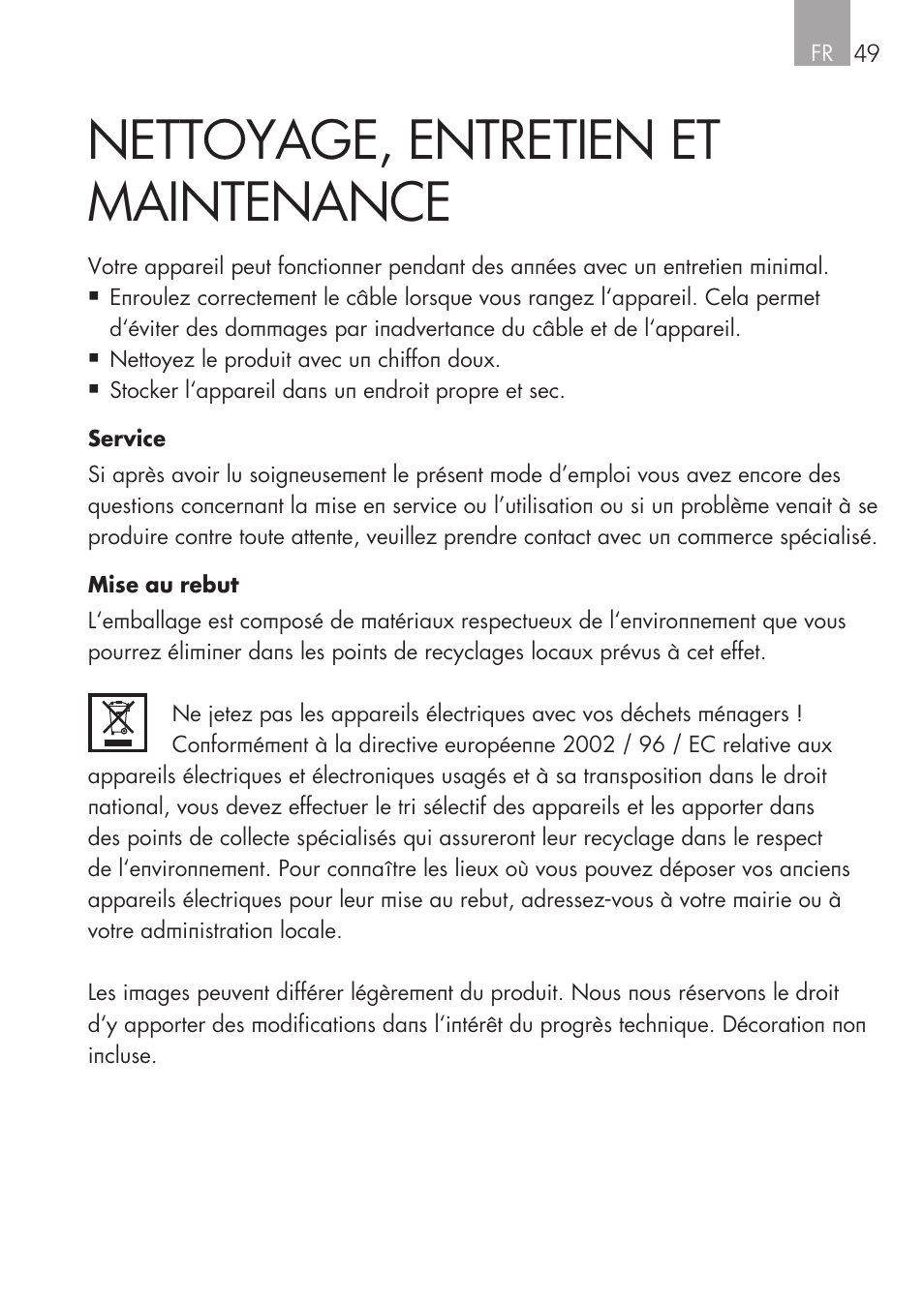 Nettoyage, entretien et maintenance | AEG Cockpit-Camera GF 25 User Manual | Page 49 / 100