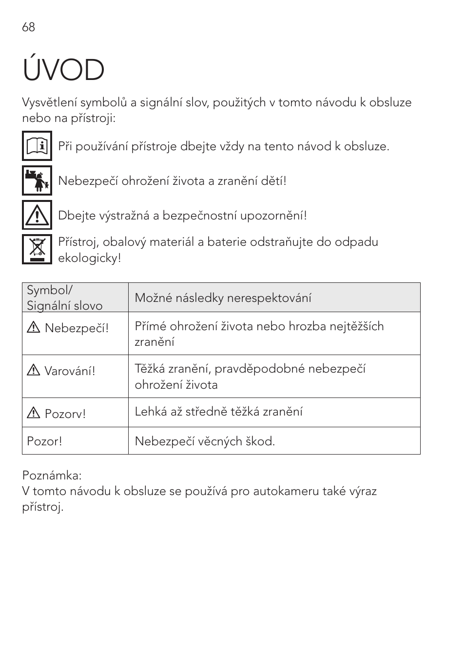 Úvod | AEG Cockpit-Camera GF 25 User Manual | Page 68 / 100