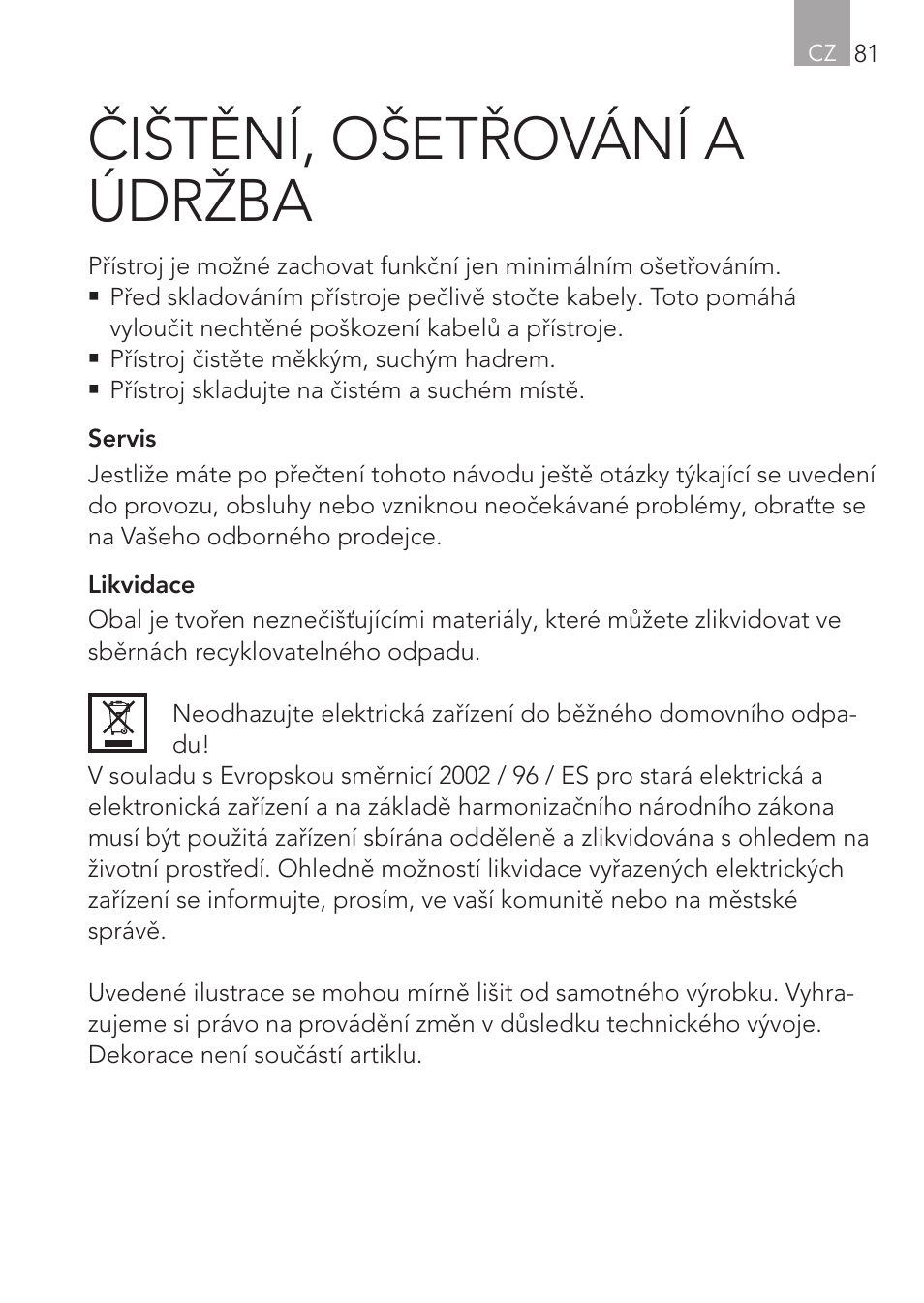 Čištění, ošetřování a údržba | AEG Cockpit-Camera GF 25 User Manual | Page 81 / 100