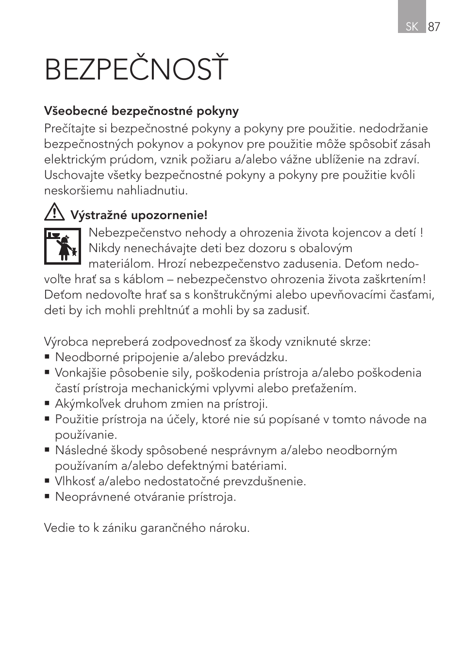 Bezpečnosť | AEG Cockpit-Camera GF 25 User Manual | Page 87 / 100