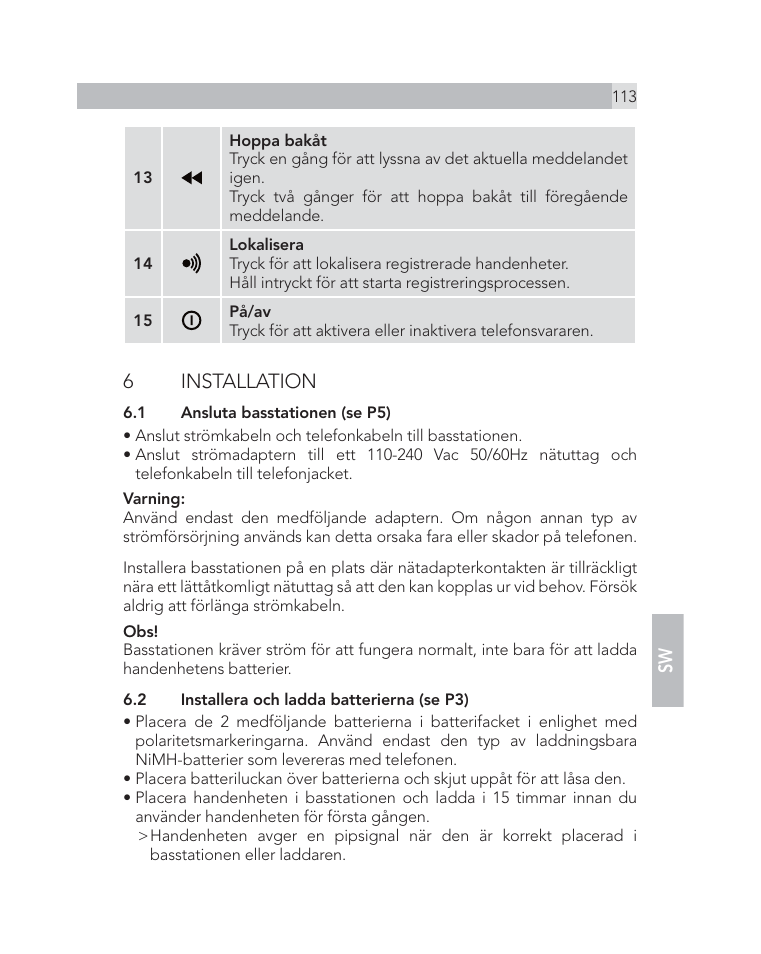 6 installation | AEG Voxtel D505 User Manual | Page 113 / 150